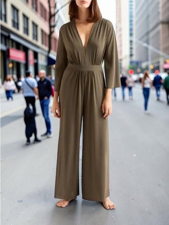 Eres Pants - Eres - Aretha draped wide-leg jumpsuit-  Olive - Size Medium - New With Tags !!